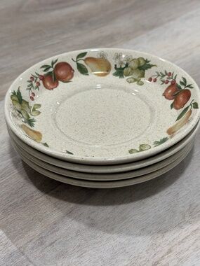 Vintage Wedgwood Quince Saucers Set of 4 Discontinued Stoneware 5.75”